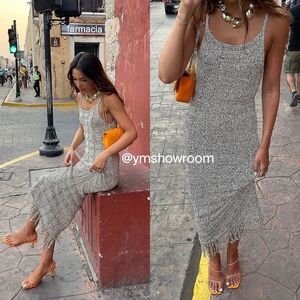 Mango Gray Fringe Dress